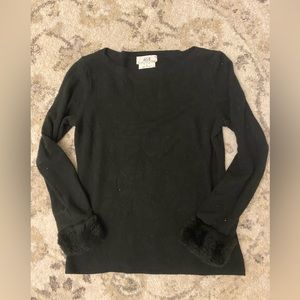 AGB size small black sweater fur sleeve